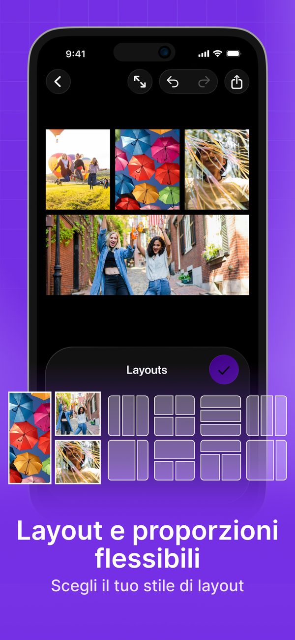 Layout flessibili e formati per collage video